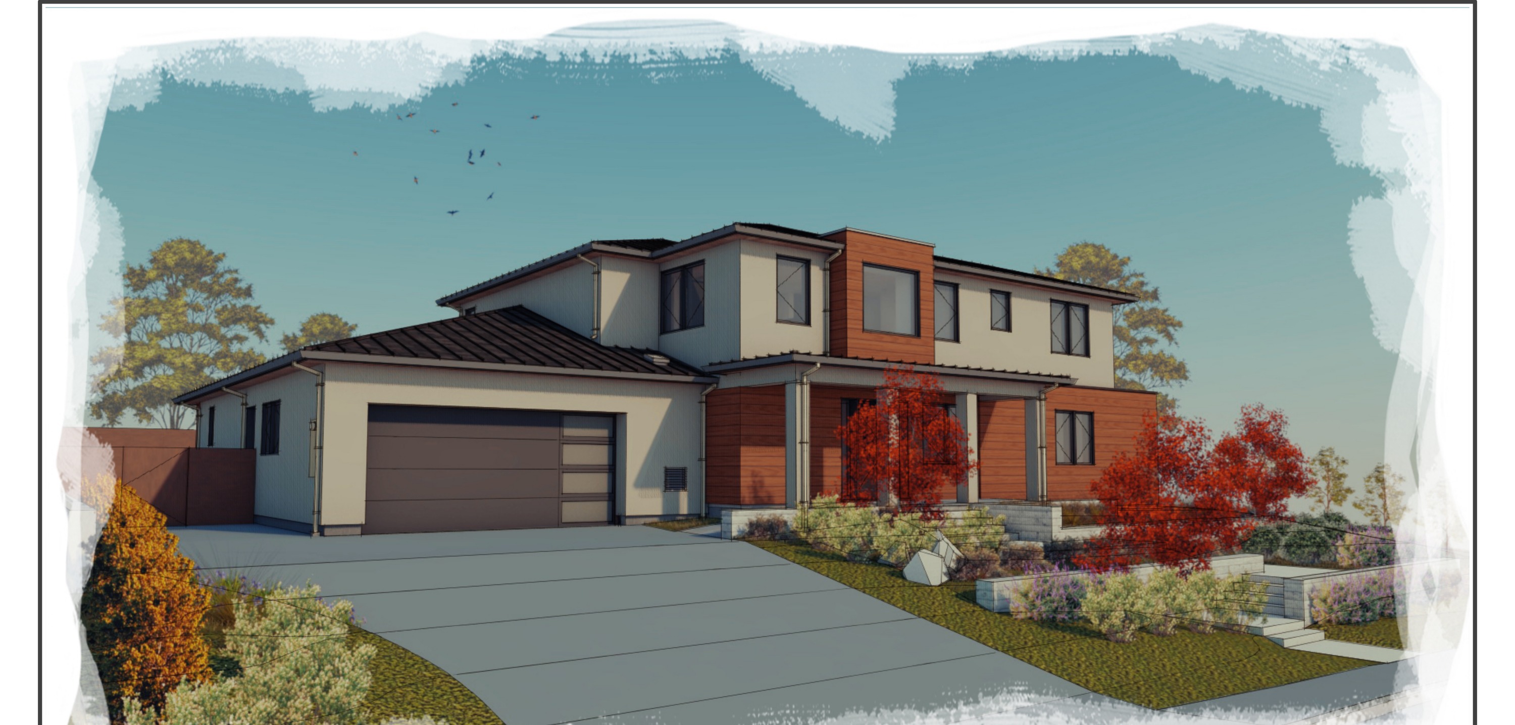 Asymmetrical Passive House — northeast rendering