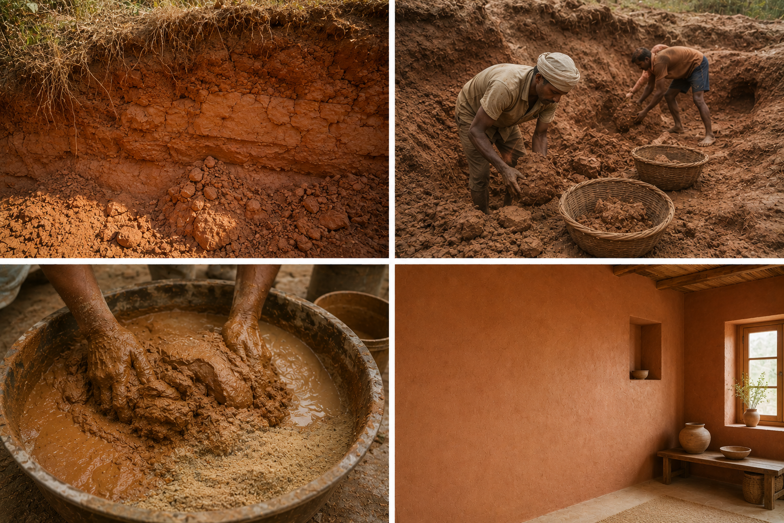Composition and origin of clay plaster